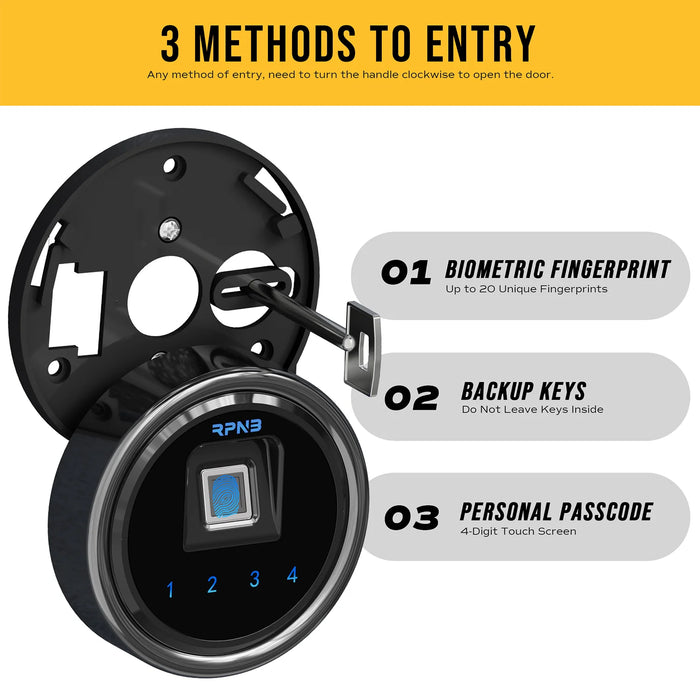 RPNB 10 Gun Fireproof Biometric Fingerprint Safe for Pistols and Rifles, Grey, RPNB RPFS10-G