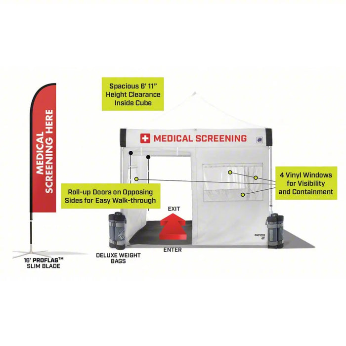 E-Z UP Medical Screening Kit 10ft x 10ft, Vinyl, White