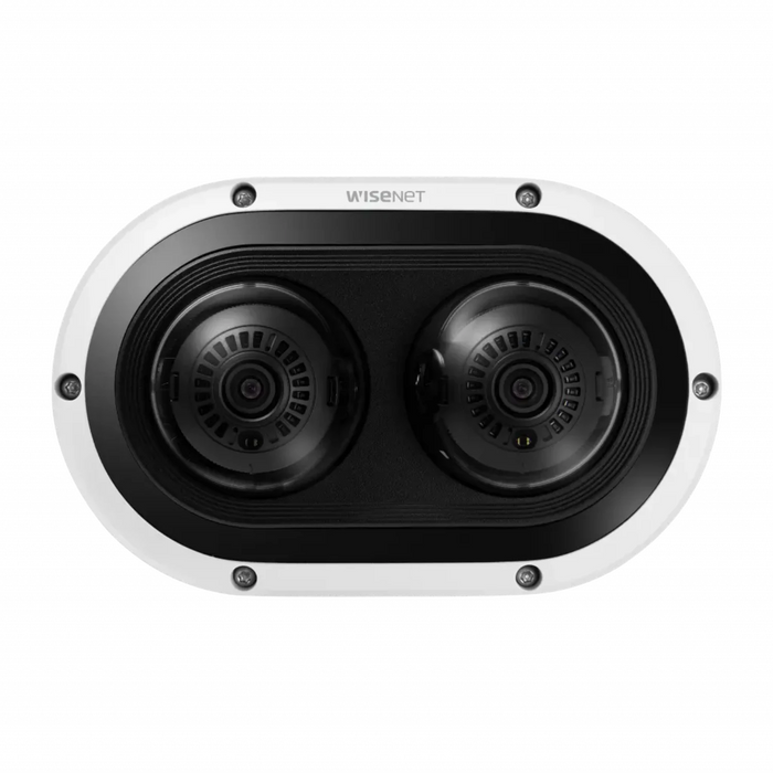 Hanwha P series FullHD 1080p 2MP Dual Lens Multi-Sensor IP Mini Vandal Dome Security Camera with Two 3 - 6mm Motorized Zoom Lenses