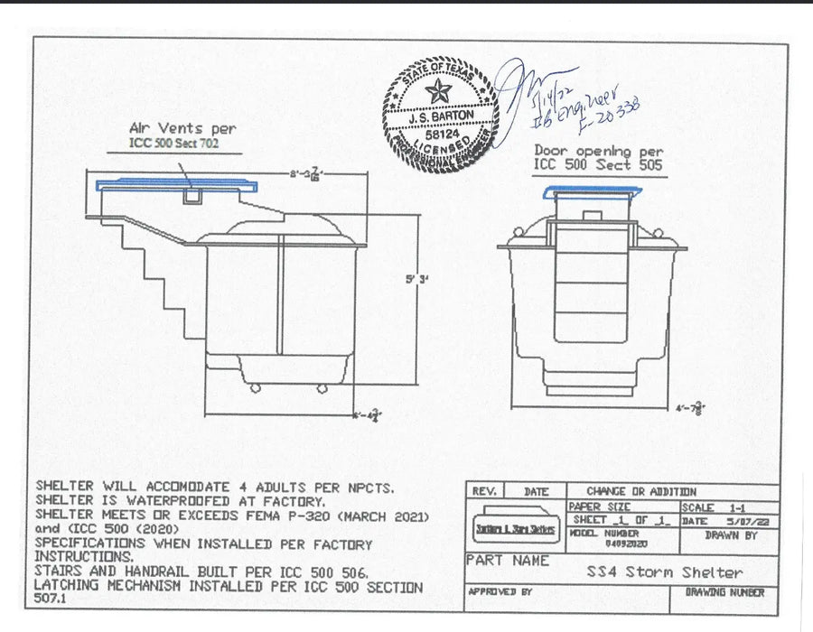 Fiberglass underground storm shelter SS8