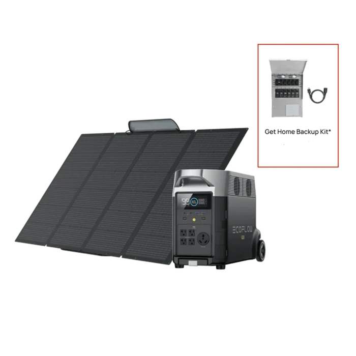 EcoFlow DELTA Pro + 1x 400W Portable Solar Panel + Transfer Switch 306A1 + Cable