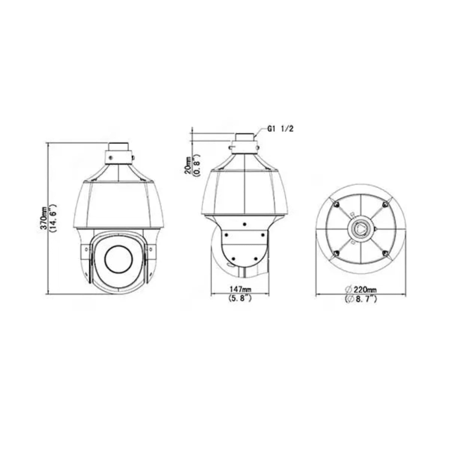 UNIVIEW FullHD 1080p 2MP NDAA-Compliant Lighthunter PTZ Dome Camera with a 33x Motorized Zoom